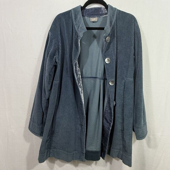 J.Jill Blue Corduroy Boyfriend Chore Jacket Shacket Coatigan Size L Pockets - Picture 7 of 12